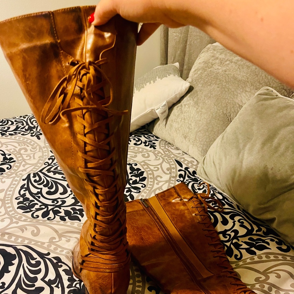 Torrid size 11 brown boots wide calf knee high